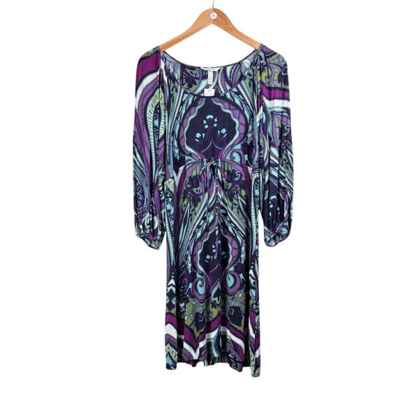Soma NWT Colorful Print Drawstring Waist Scoop Neck Soft Mini Lounge Dress - Picture 4 of 12